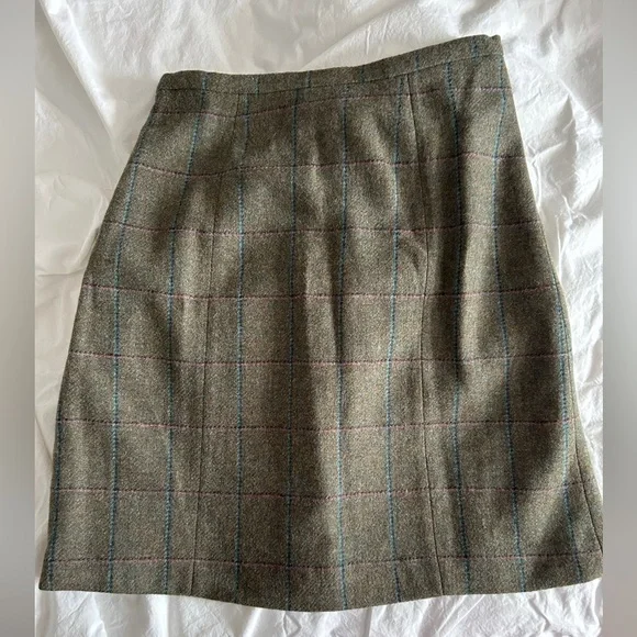 Brooks Brothers green Tweed Suit Women Wool Blazer Jacket Skirt Matching Set